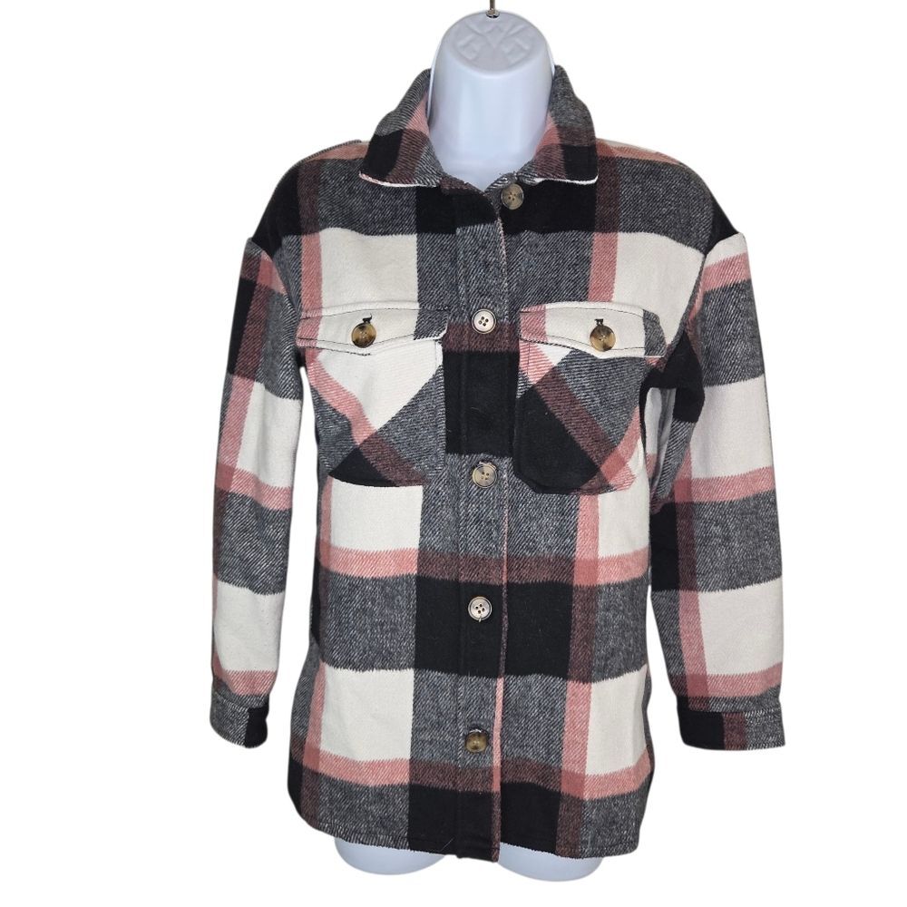 H&M Girl's Plaid Wool Blend Jacket Shacket Size 10